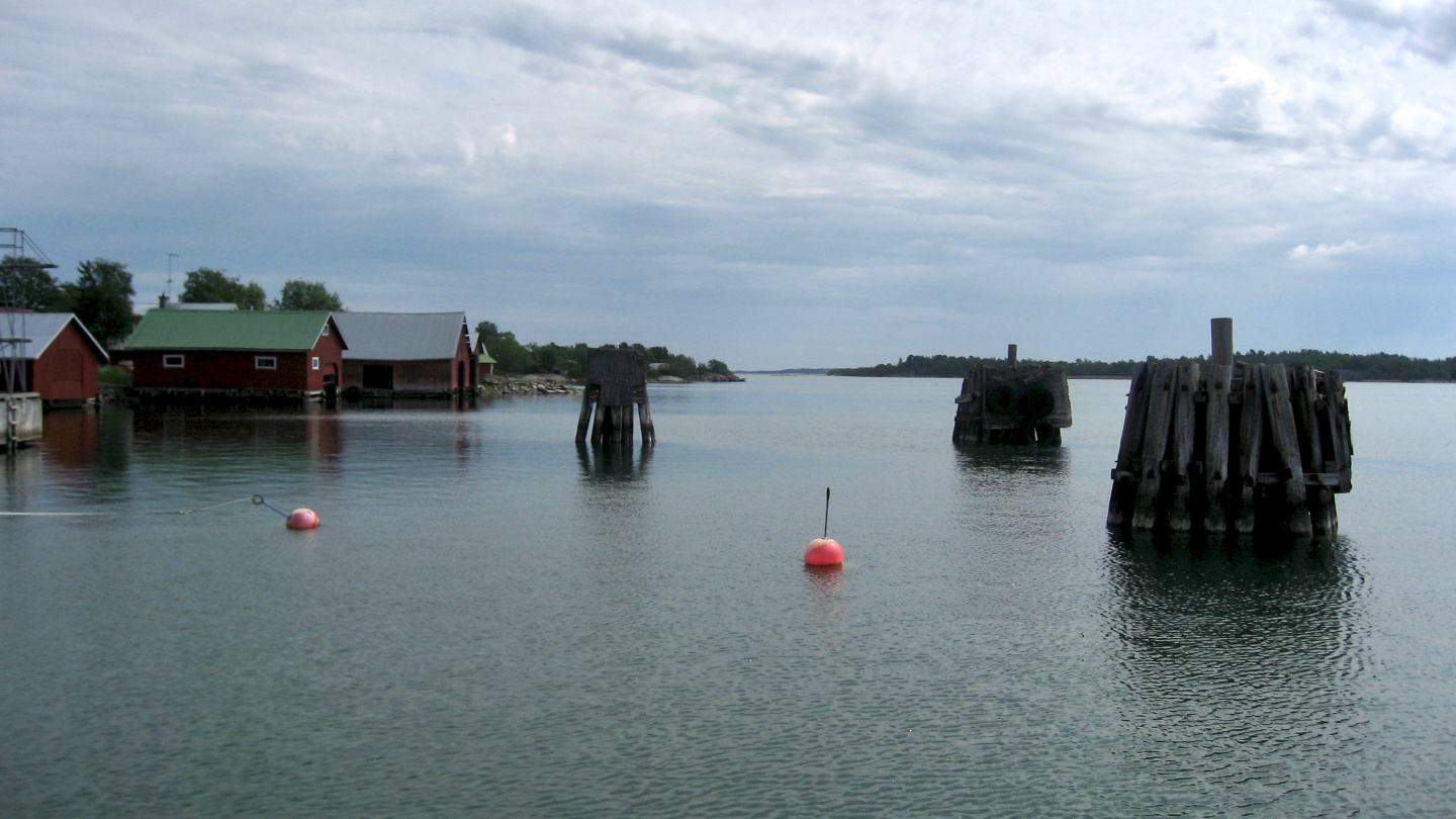 Piers in the harbour of Jurmo