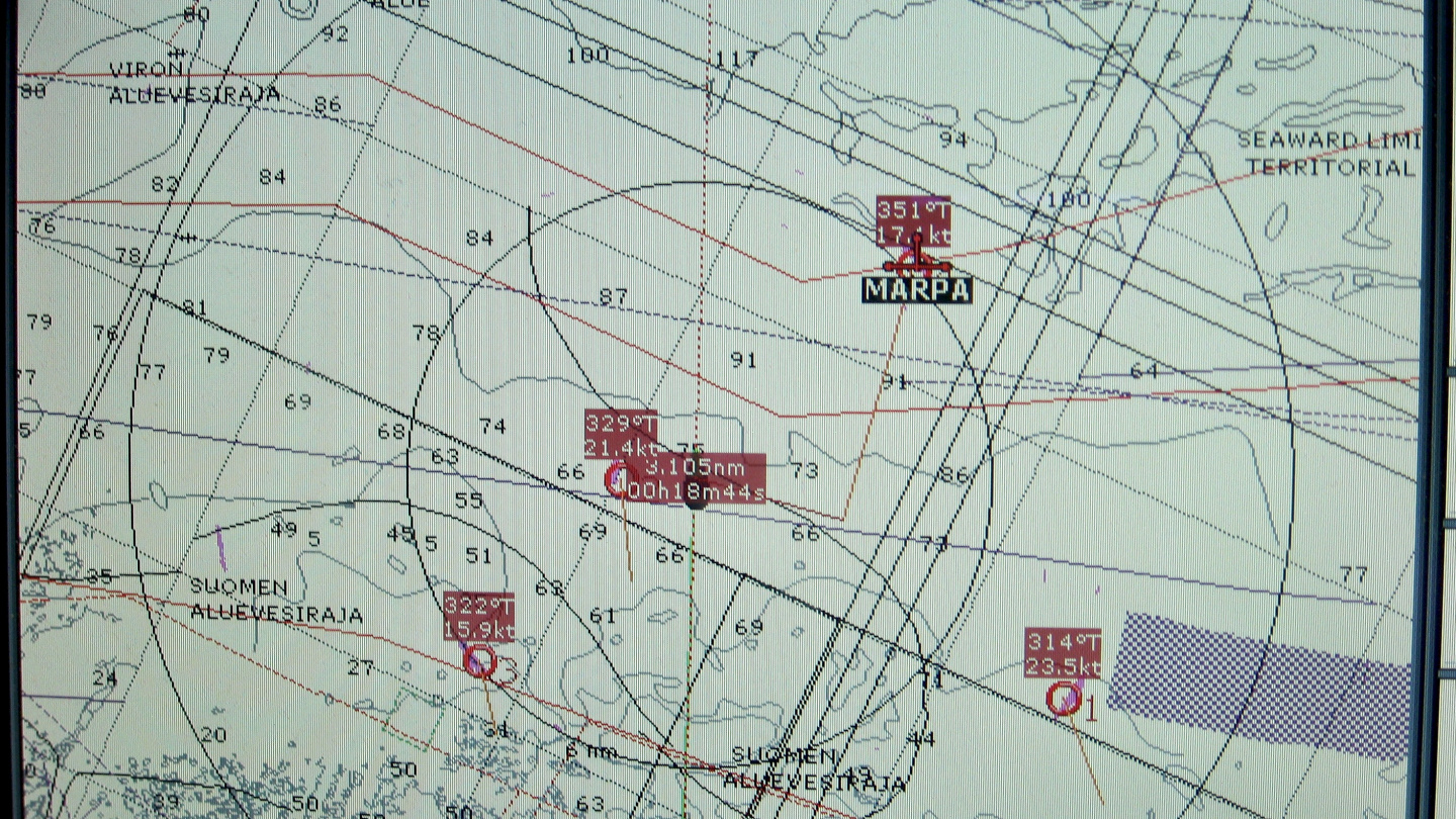 Radar image in dense fog in the middle of Gulf of Finland