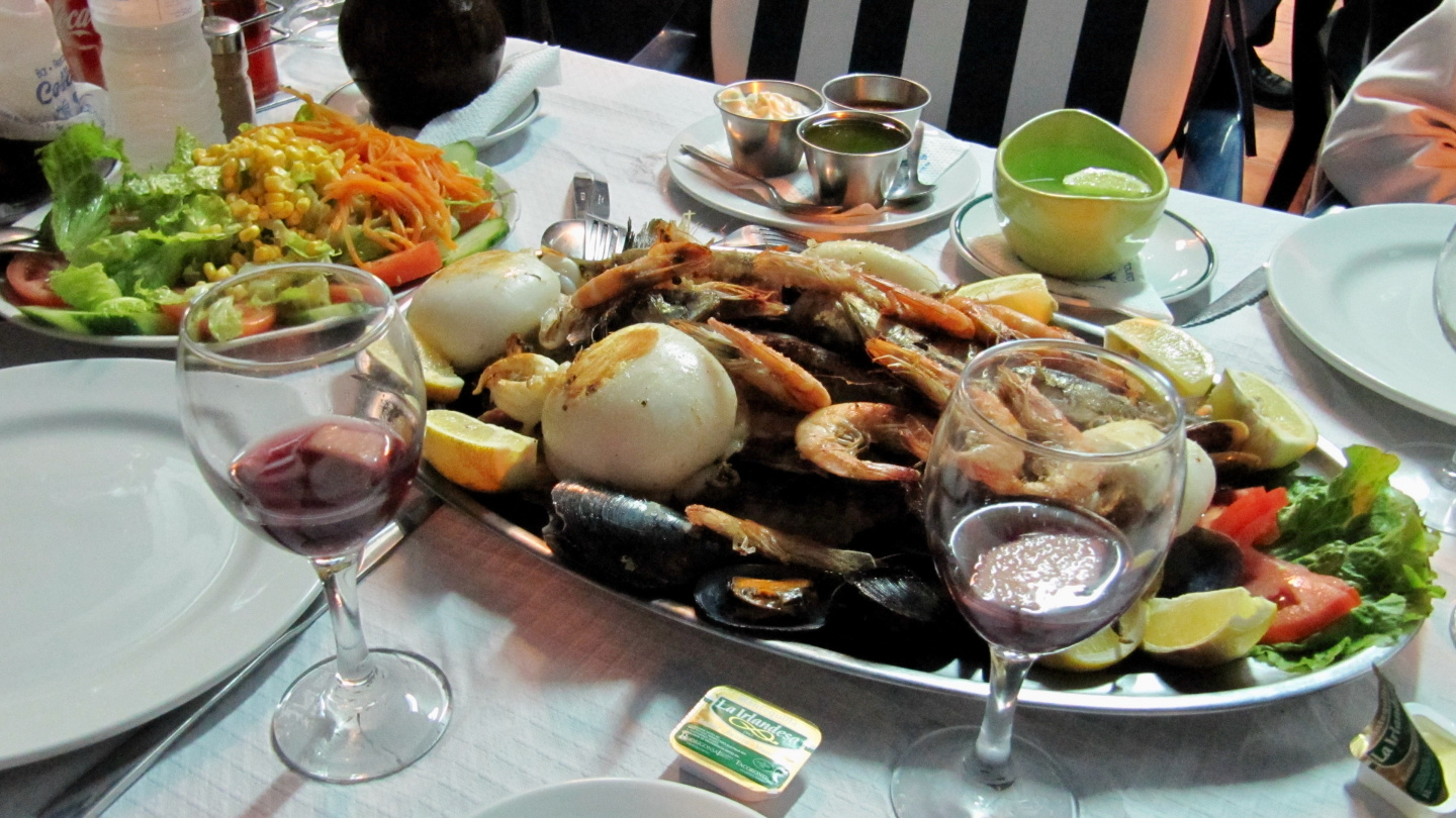 Seafood at marina Las Galletas in Tenerife