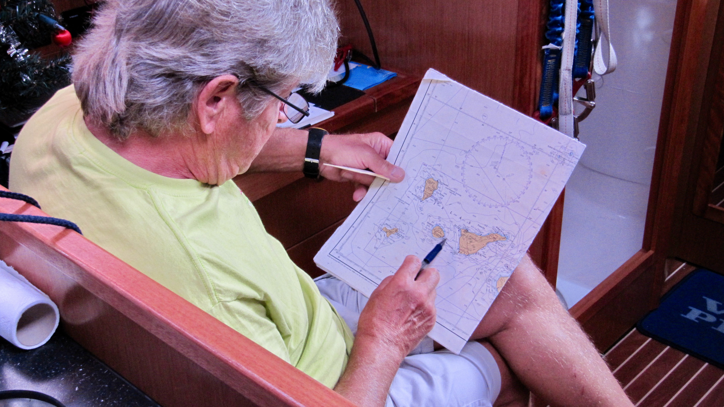 Skipper Erkki explaining the sailing route in Tenerife