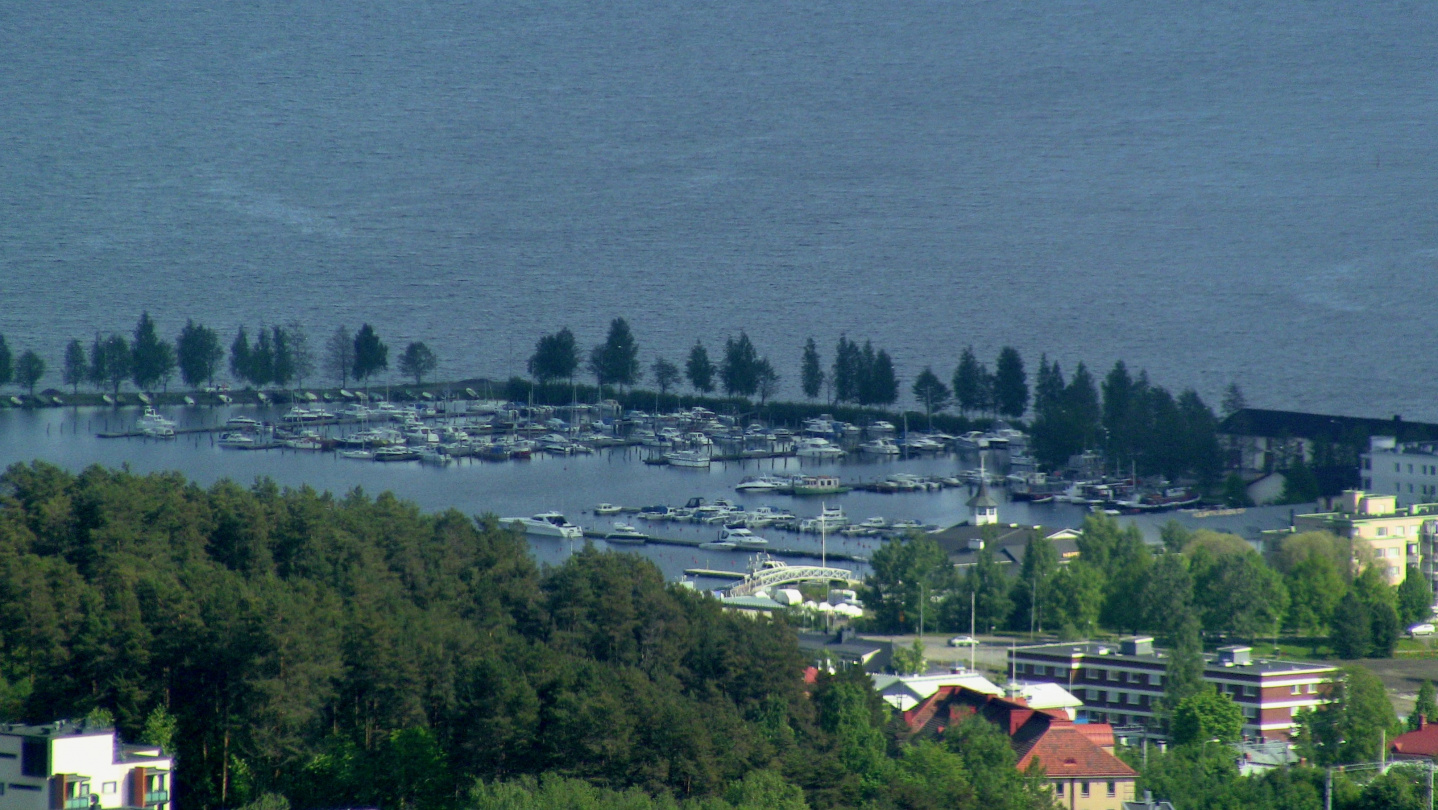 View from the top of Puijo to Maljalahti marina in Kuopio