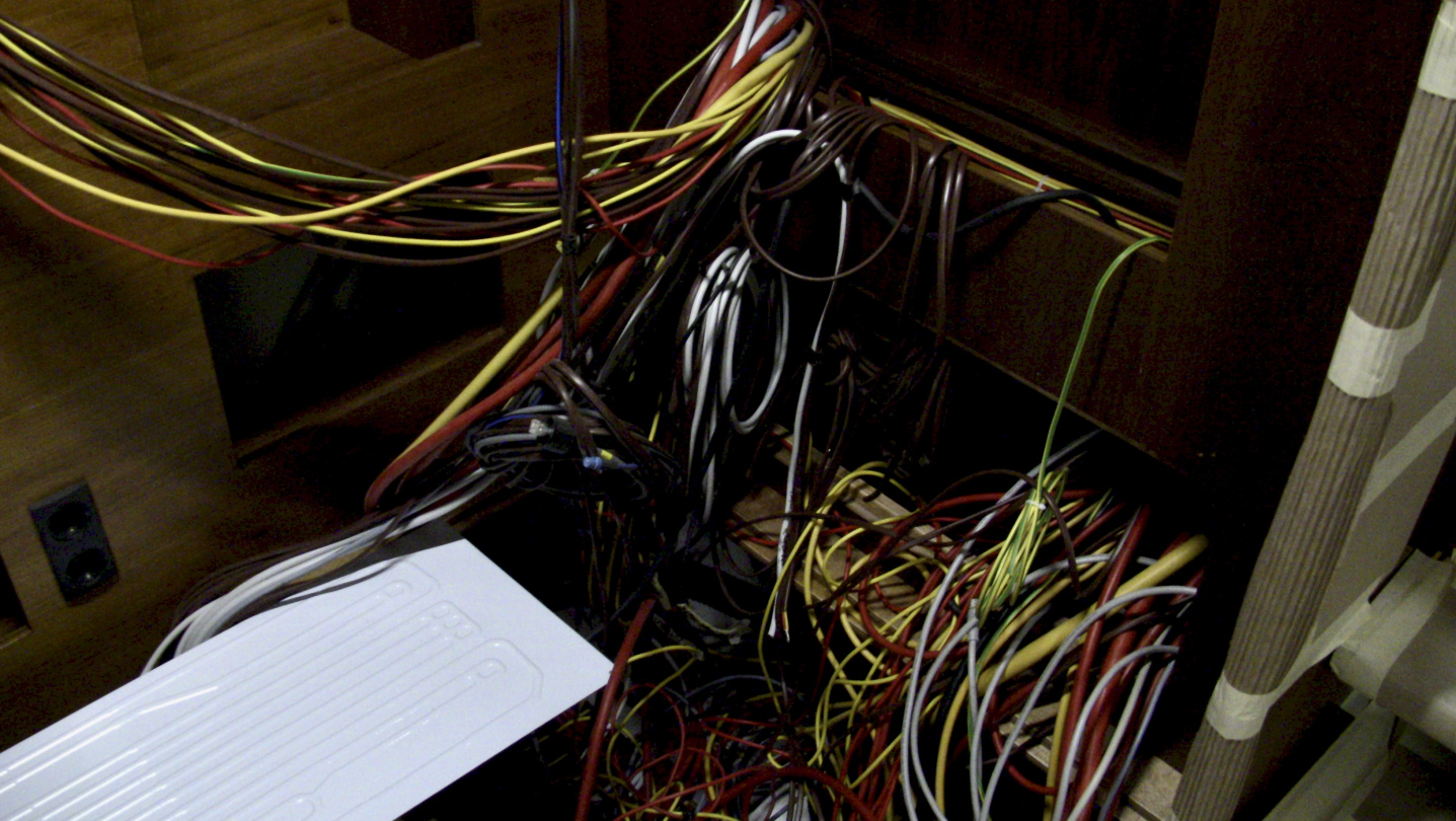 Maze of wires waiting for electricians