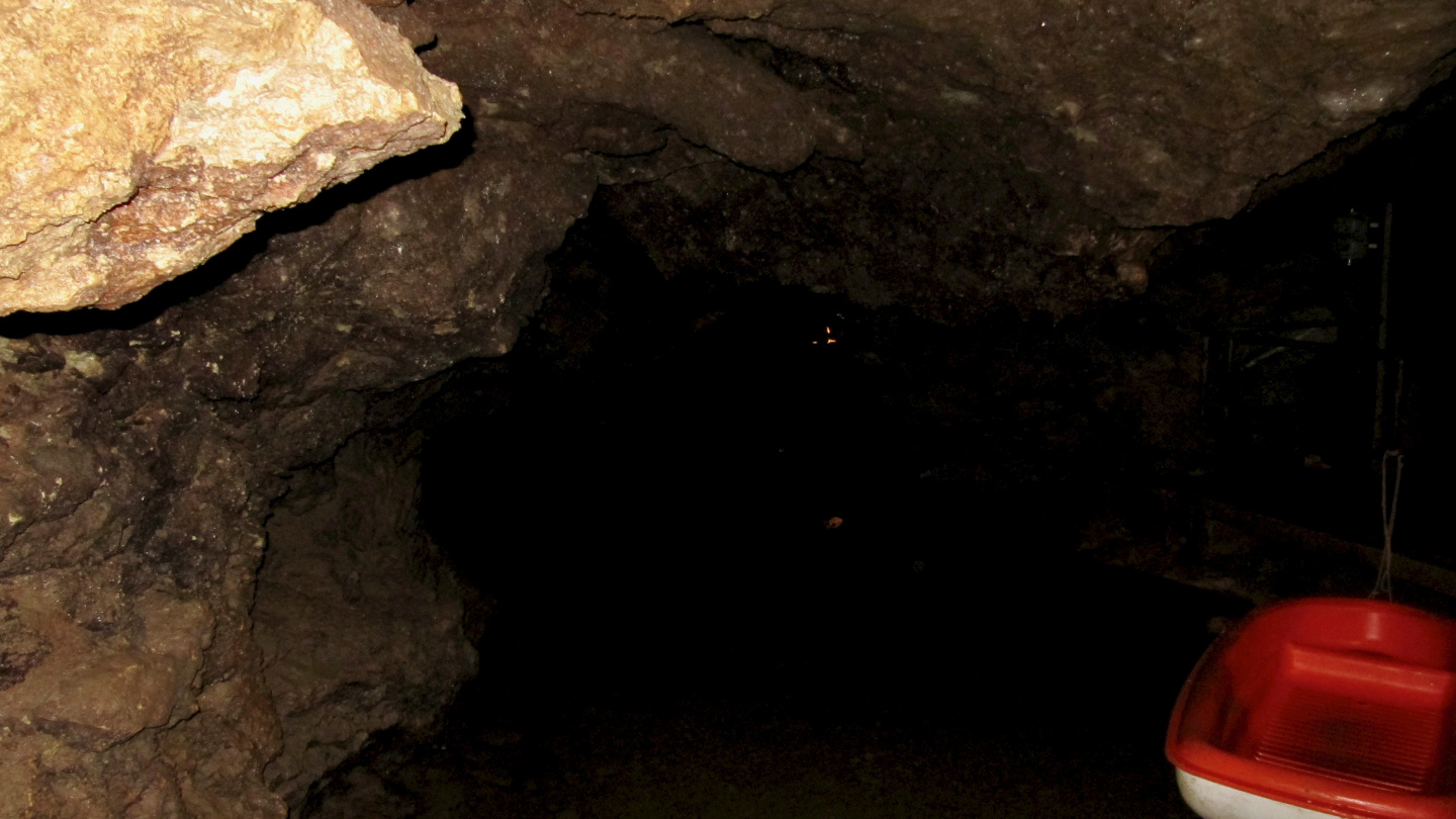 Dinghy in Lummelundagrottan caves waiting for an adventurer