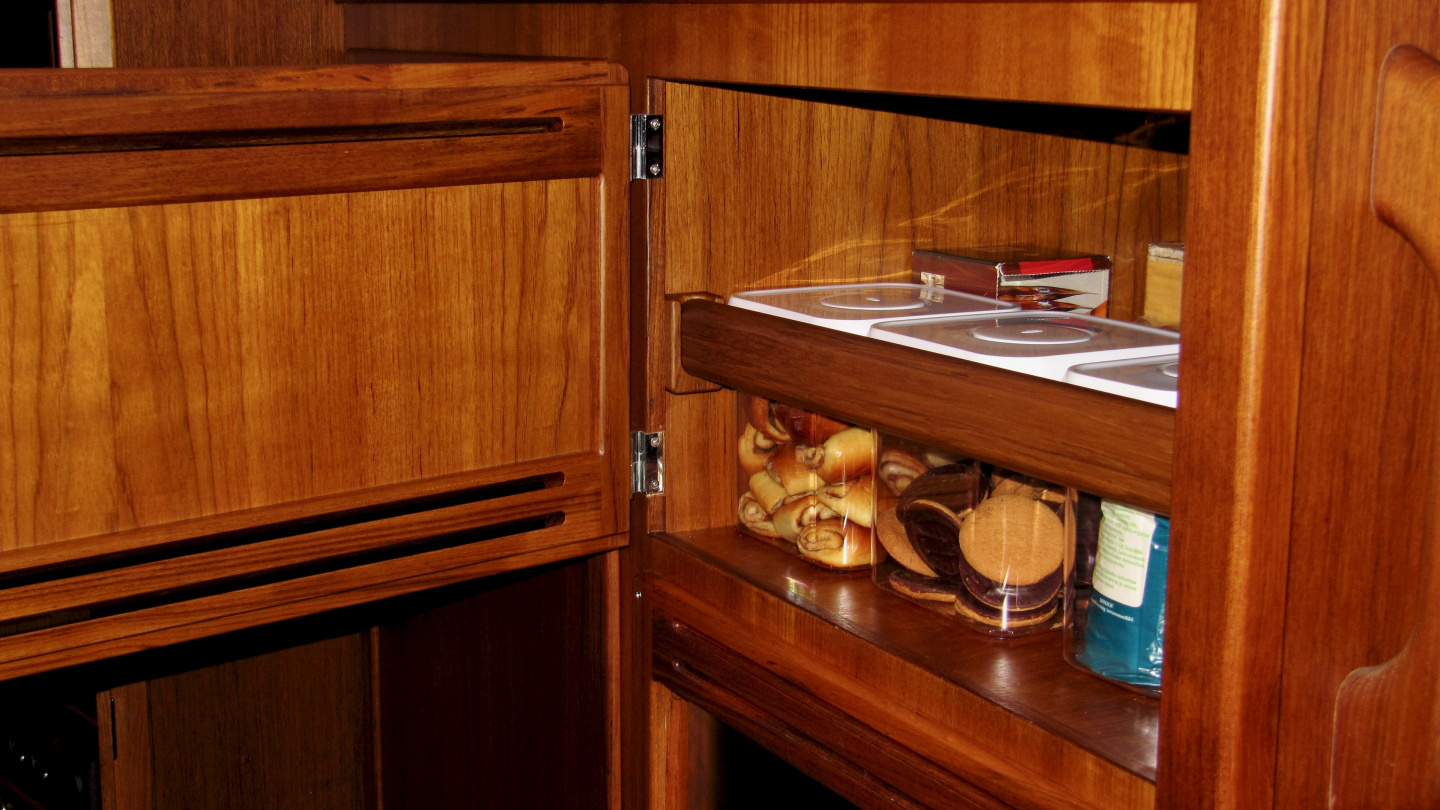 New teak board in the food cupboard