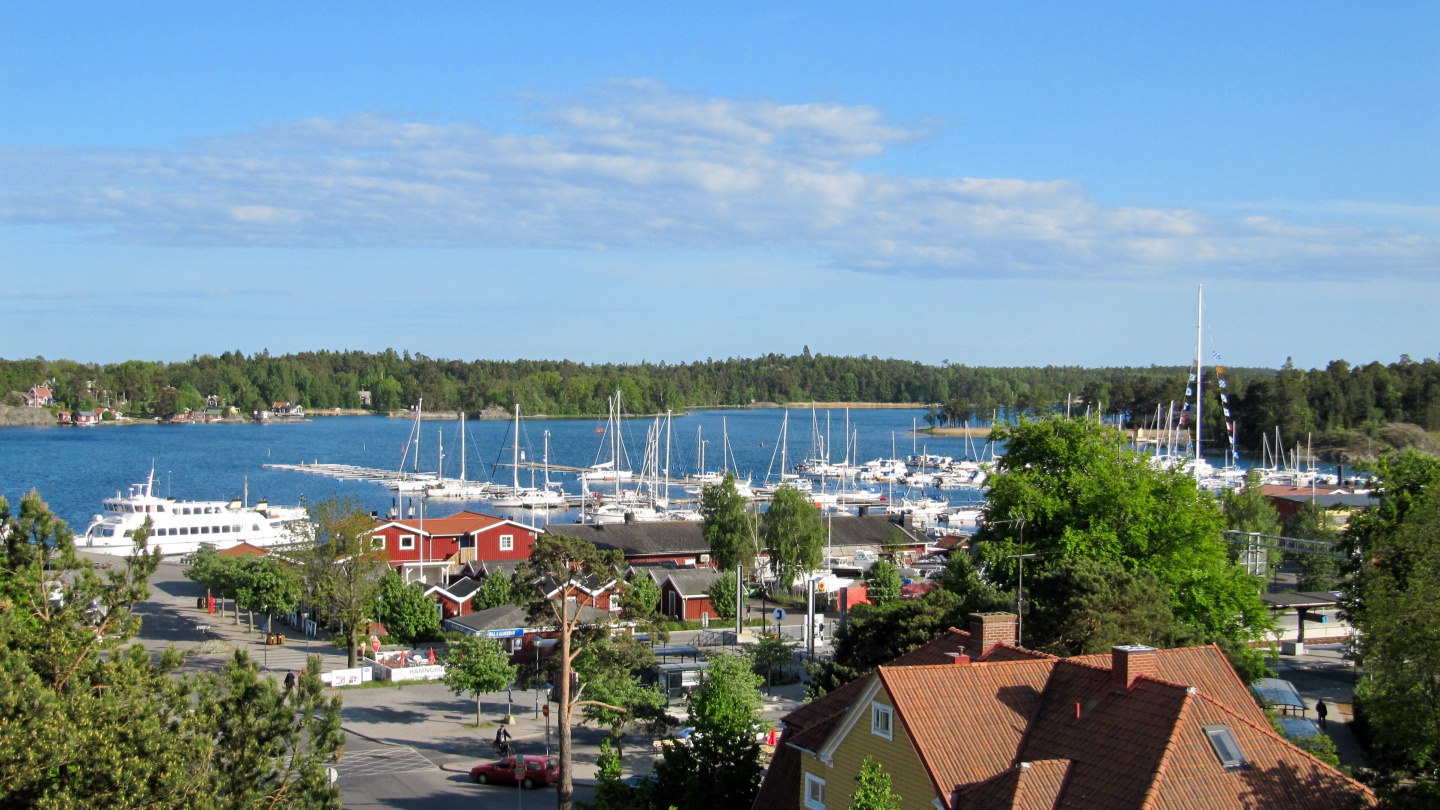 Boat harbour and railway station of Nynäshamn