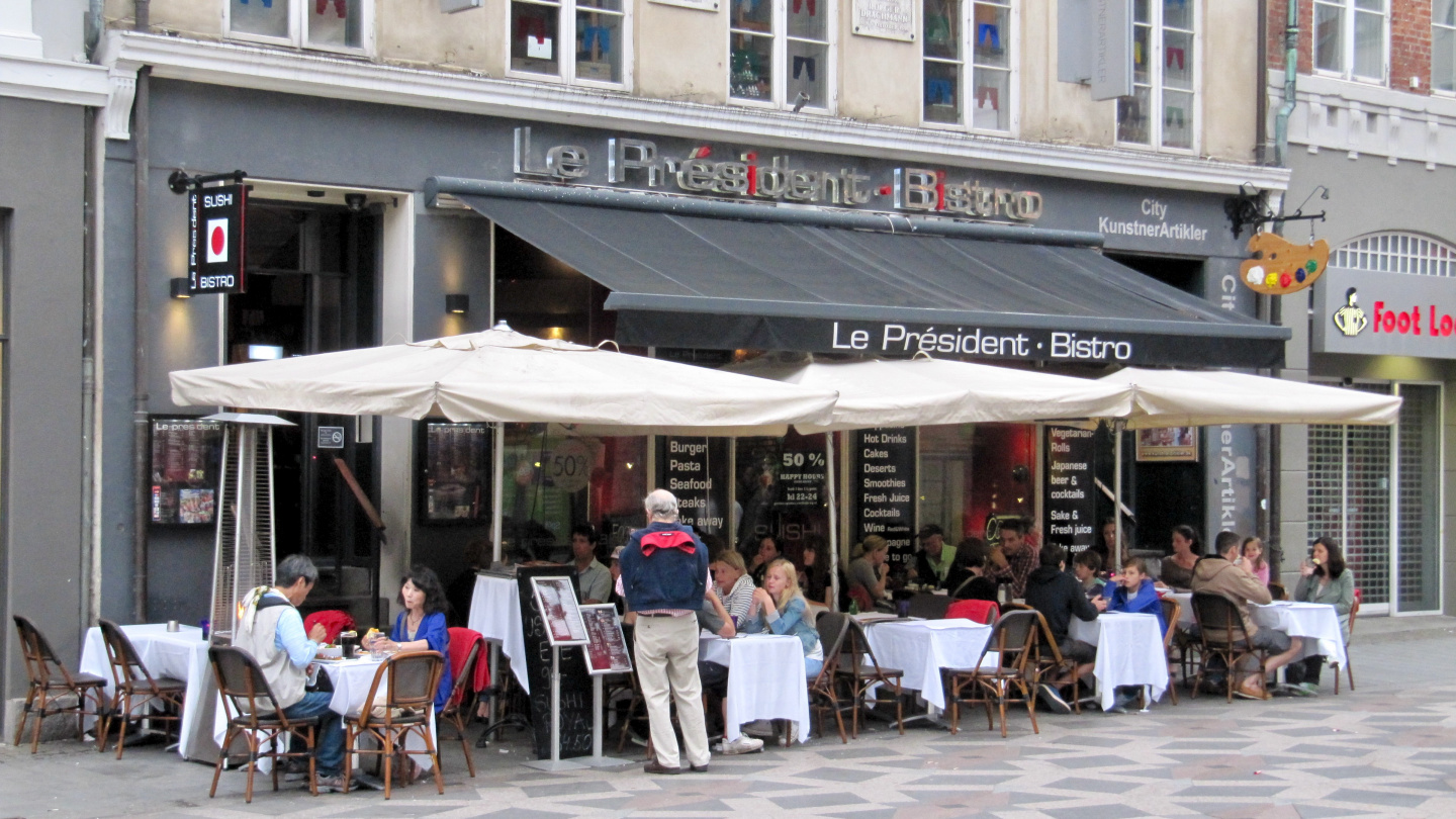 Le President Bistro restaurant in walking street of Copenhagen