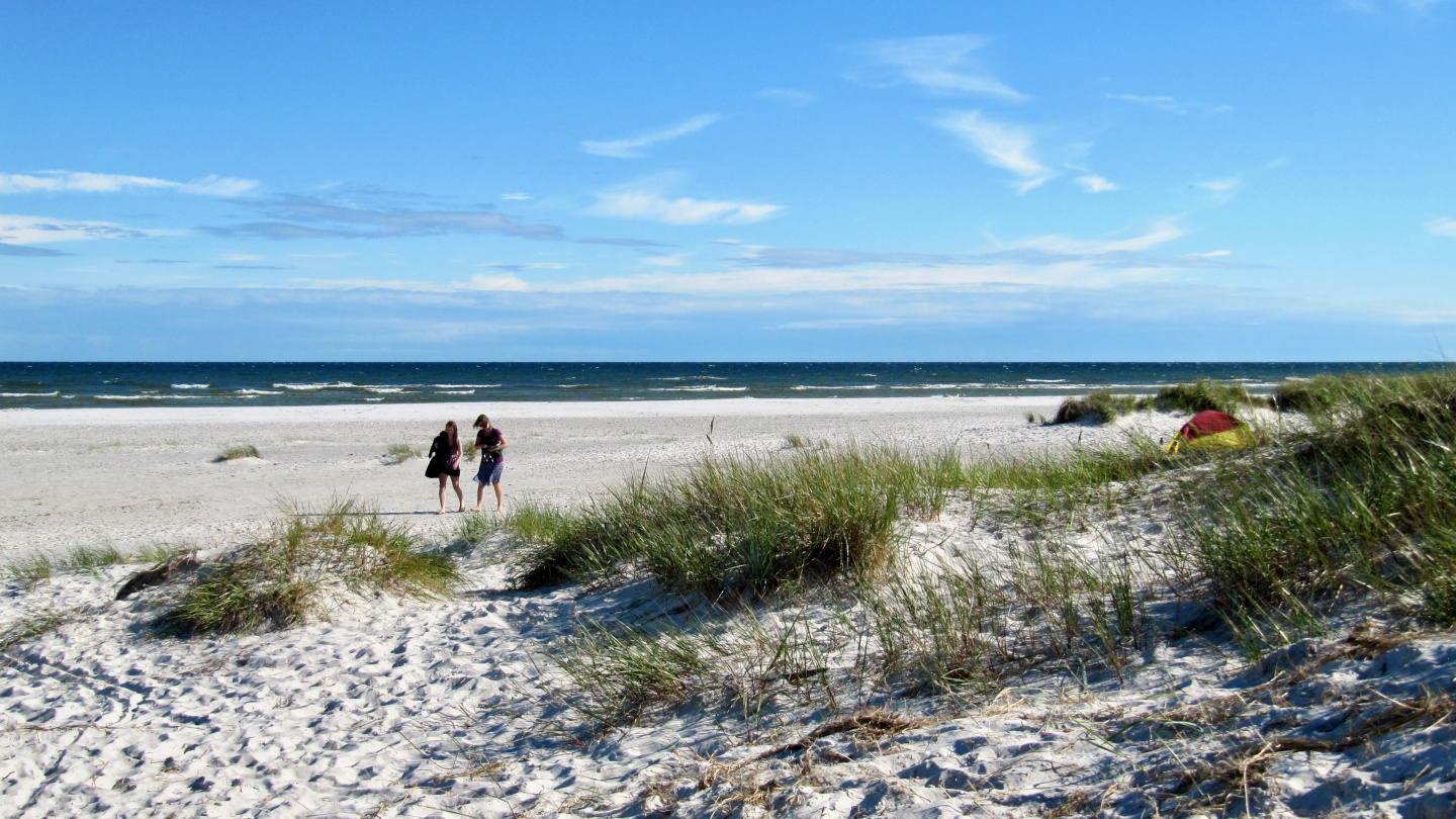 The beach of Dueodden on the southern coast of Bornholm