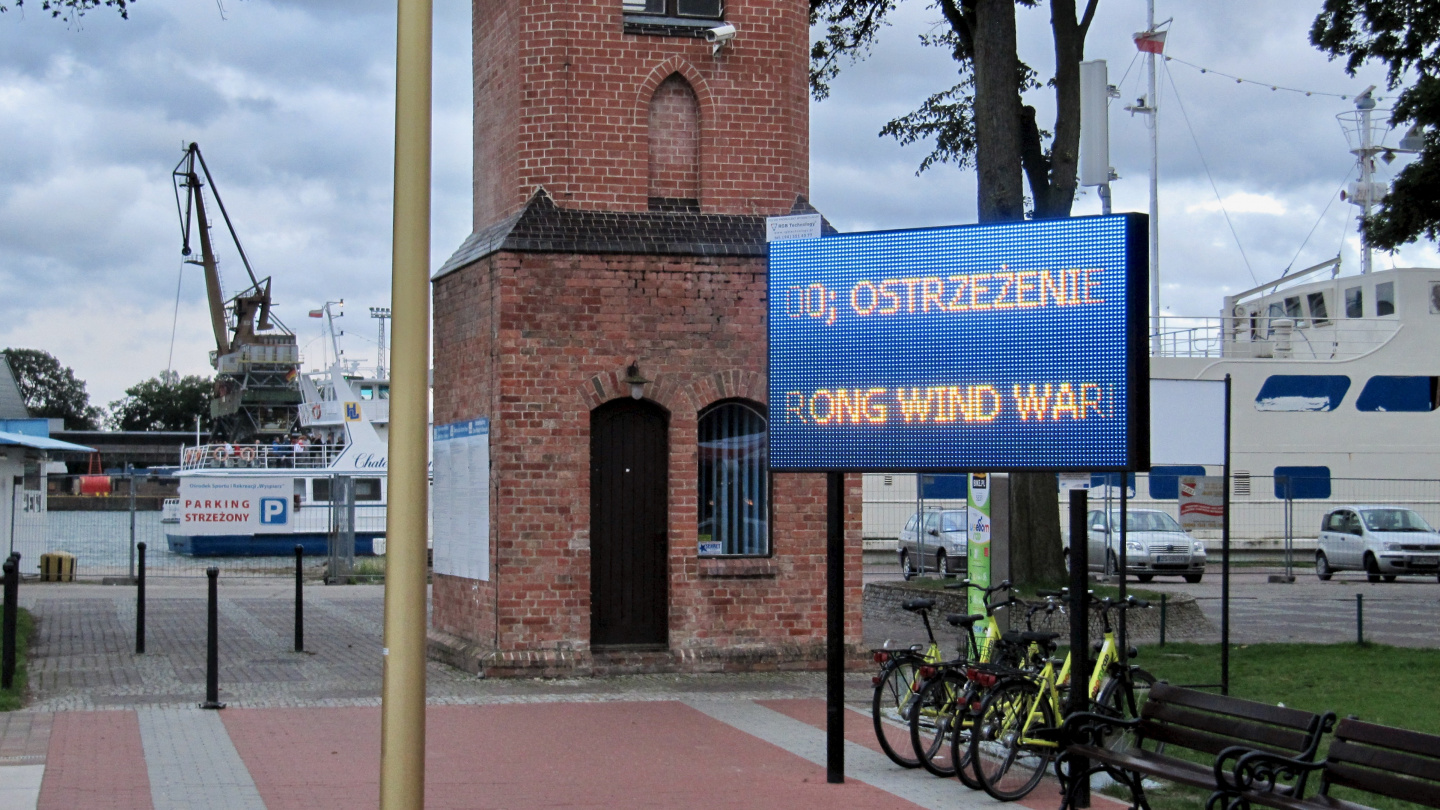 Weather forecast on display in Świnoujście marina