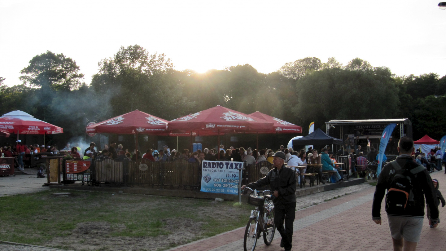 Barbecue party of regatta in Świnoujście marina in Poland