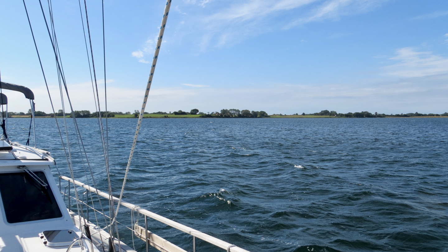 Suwena anchored on the bay of Høruphav in Denmark