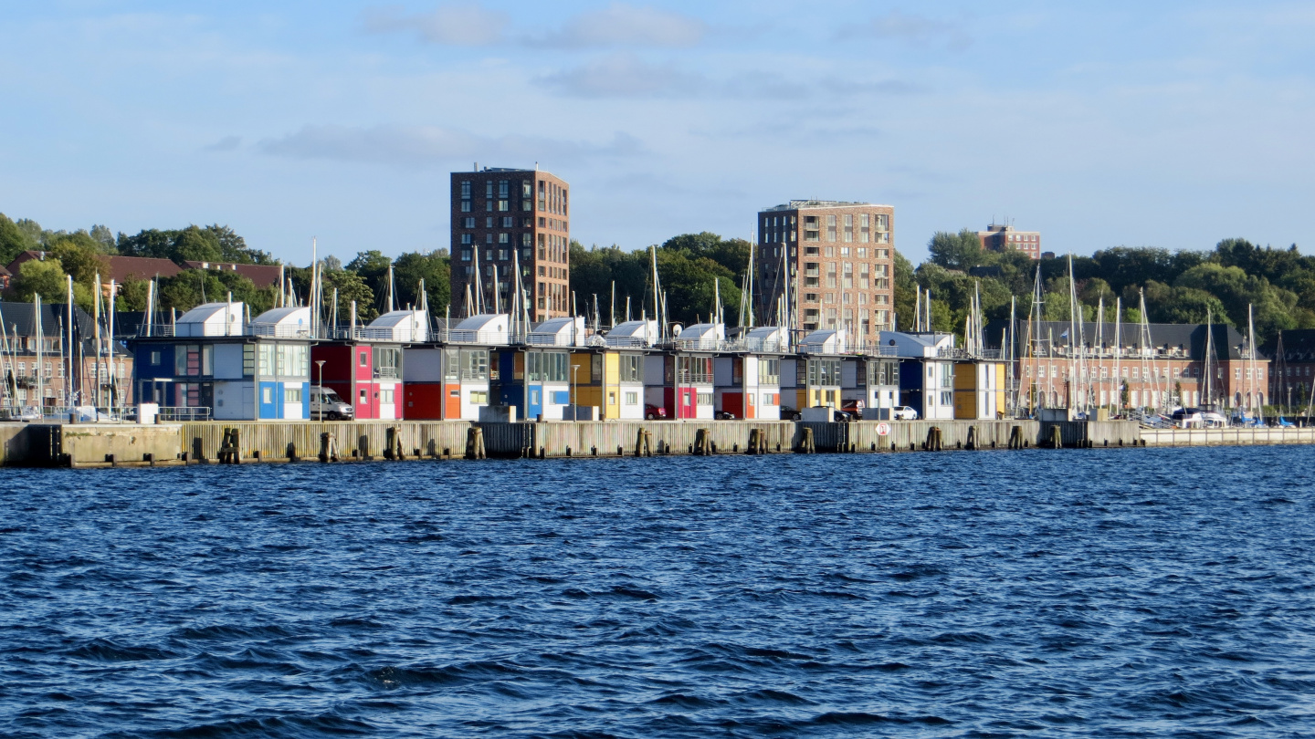 Funny apartments at the breakwater of marina Sonwik in Flensburg