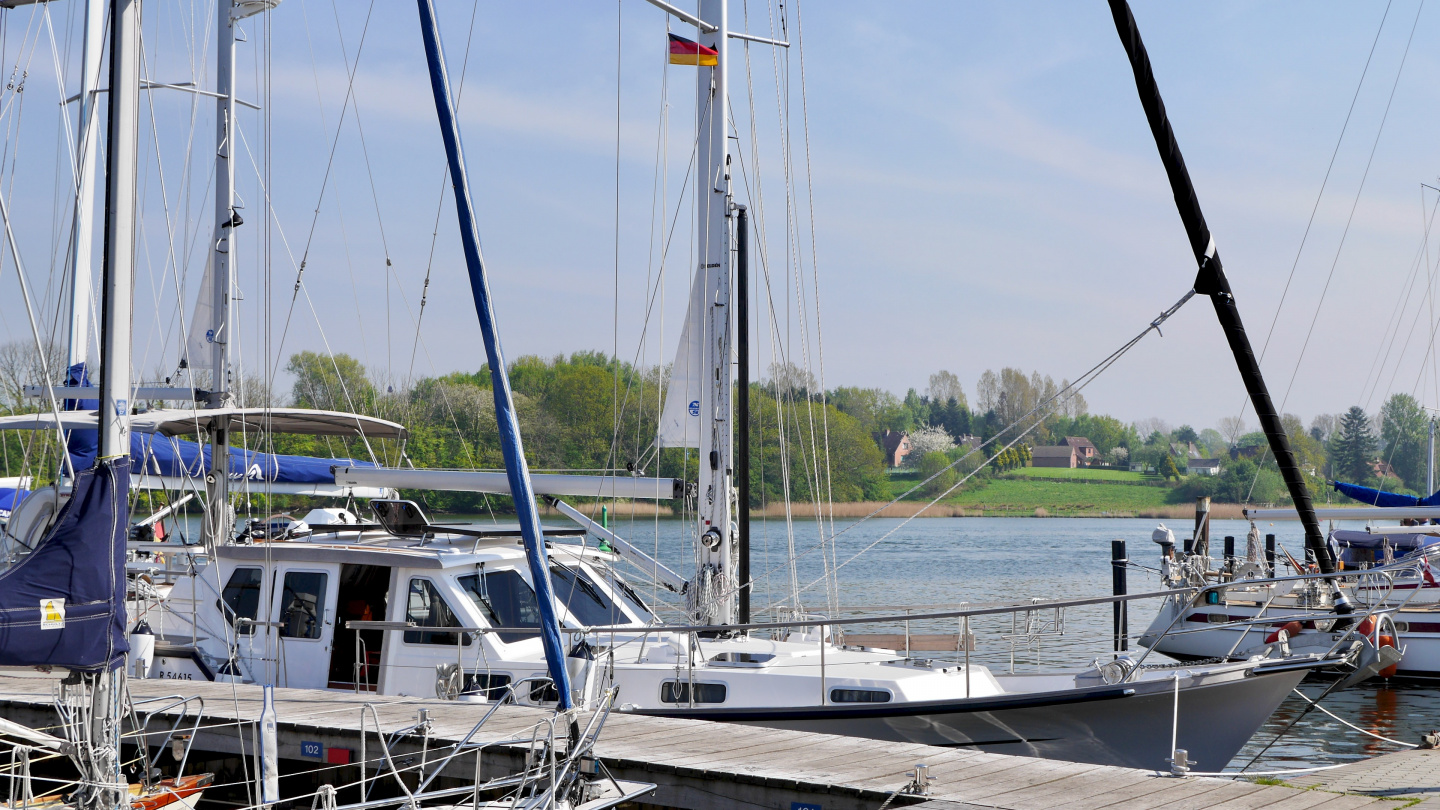 Suwena in the Ancker Yachting marina in Kappeln