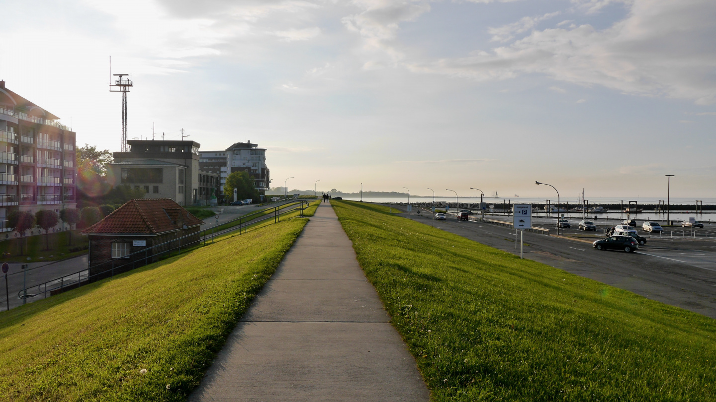 Flood barrier on the waterfront of Cuxhaven