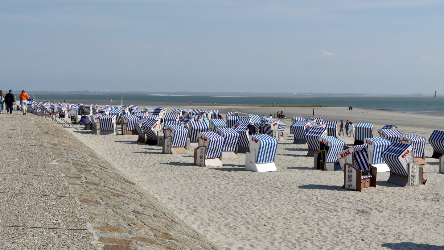 Typical German beach benches in Norderney