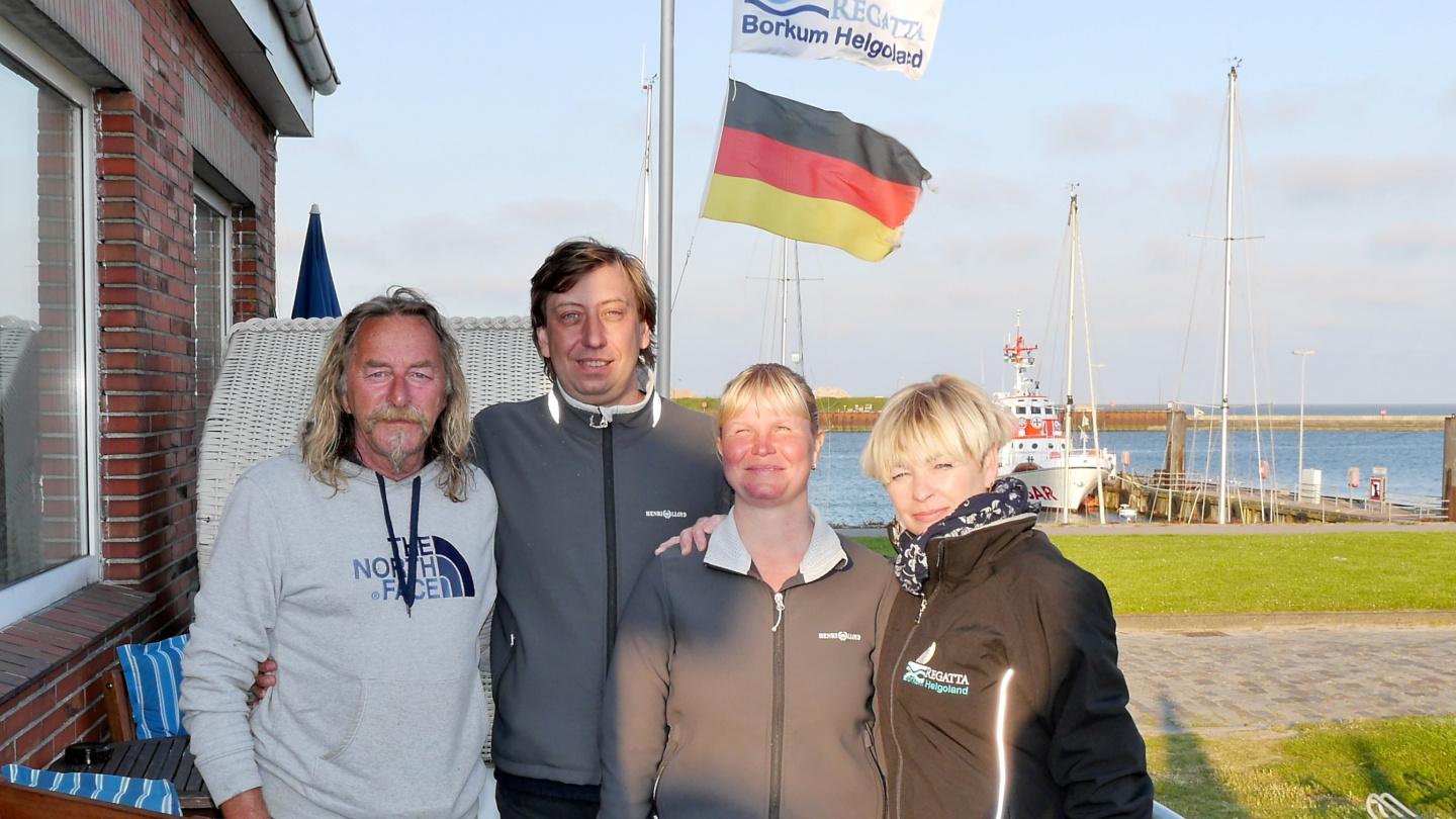 Eve and Andrus with Jackie and Heiko in Borkum's Hafencafe Burkana