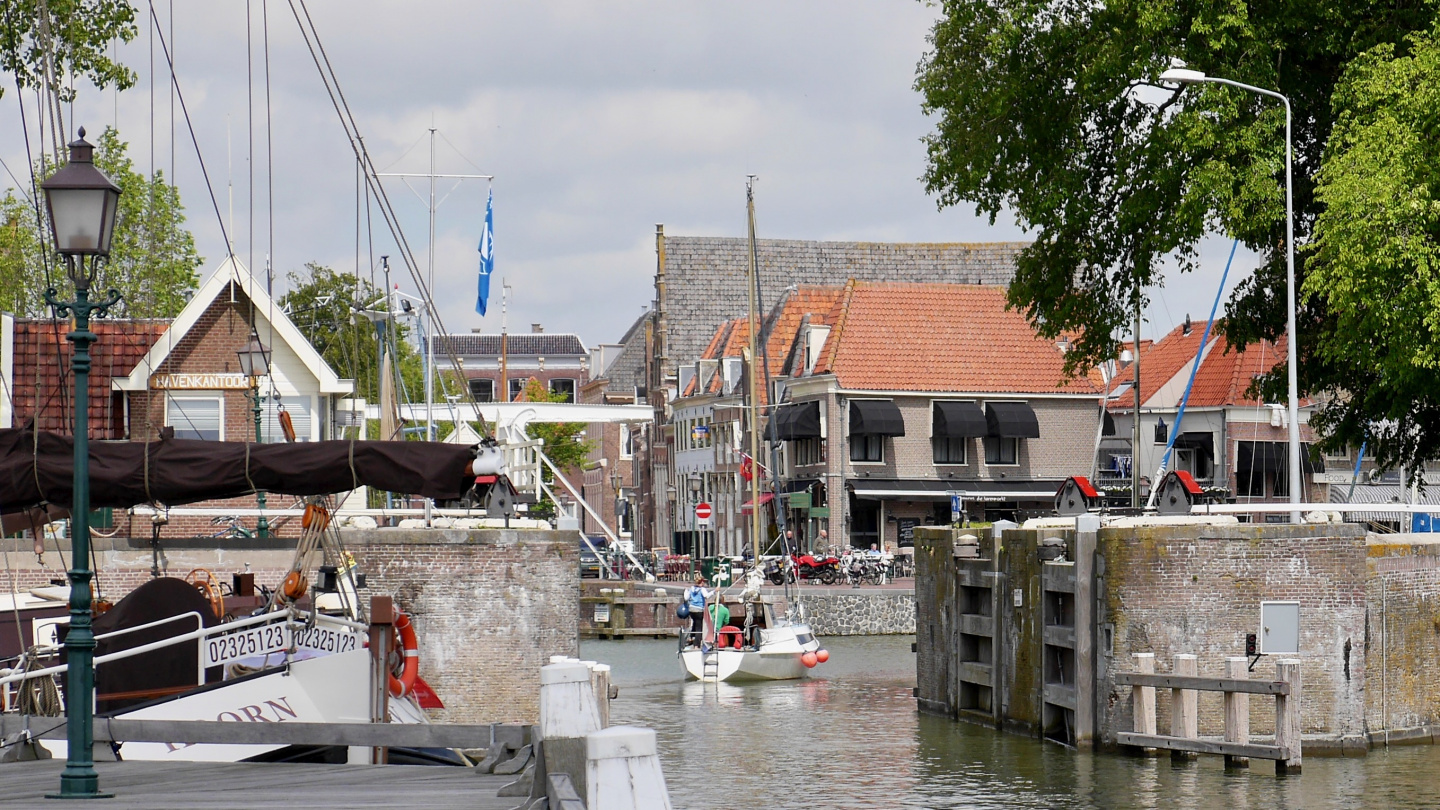 Entrance to the city harbor of Hoorn