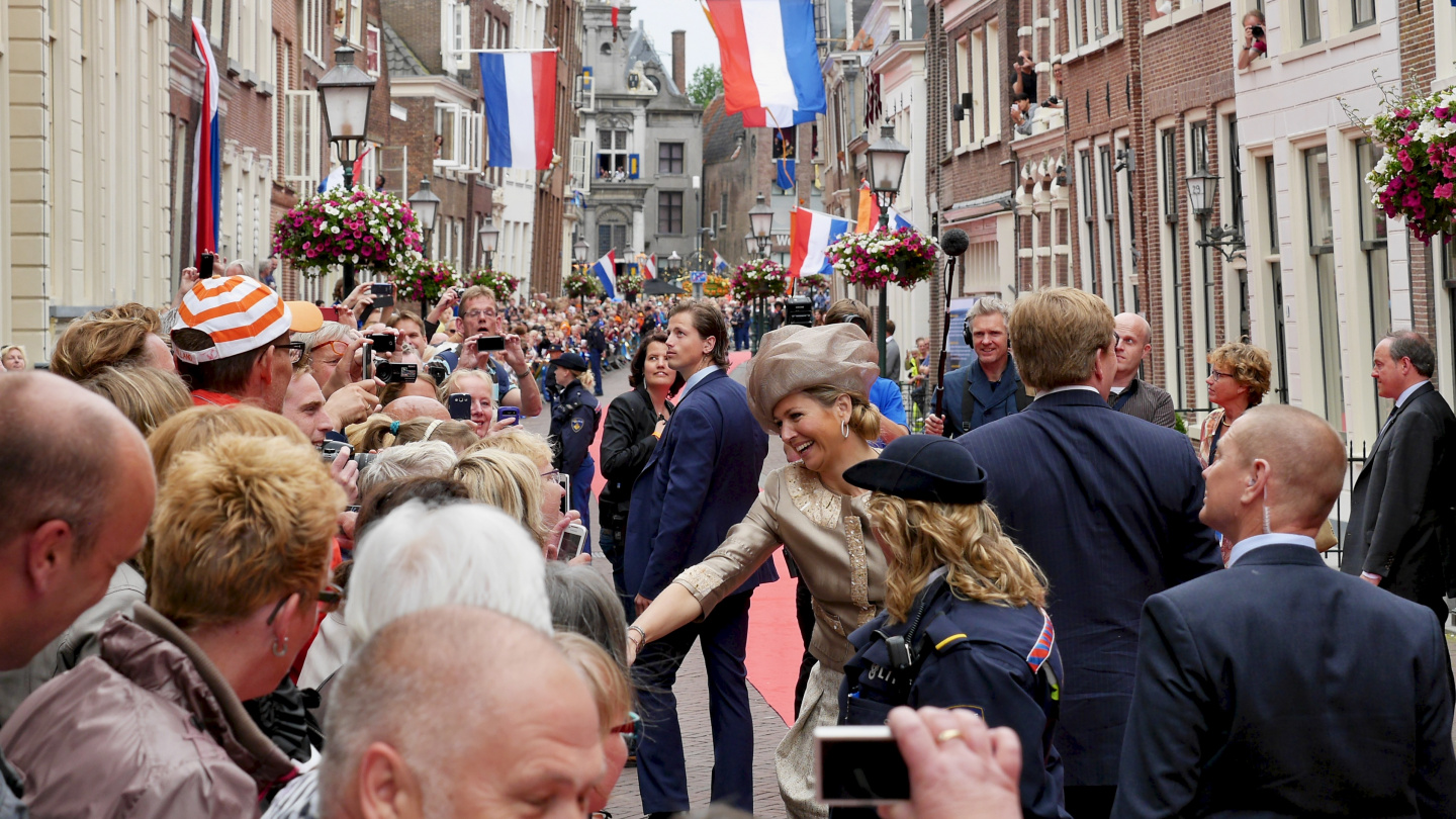 The Dutch royals greeting people in Hoorn