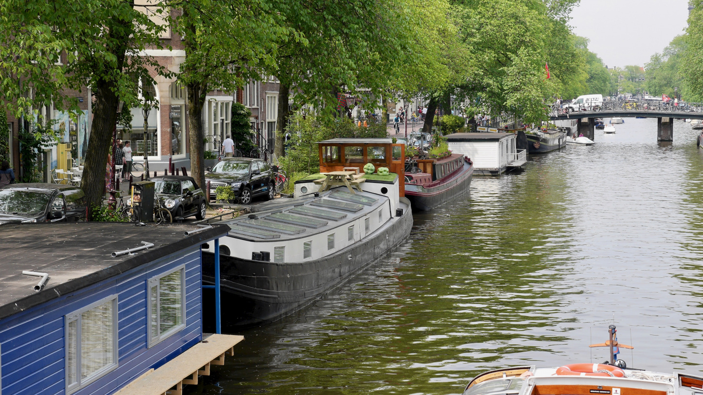 The houseboats in Amsterdam