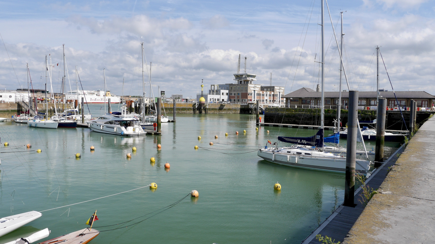 Royal North Sea Yacht Club marina in tidal basin of Oostende