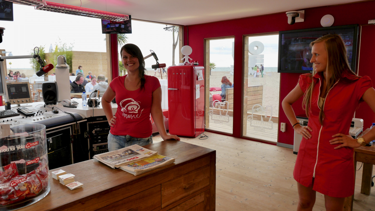 The beach studio of Q-music radio station in Oostende