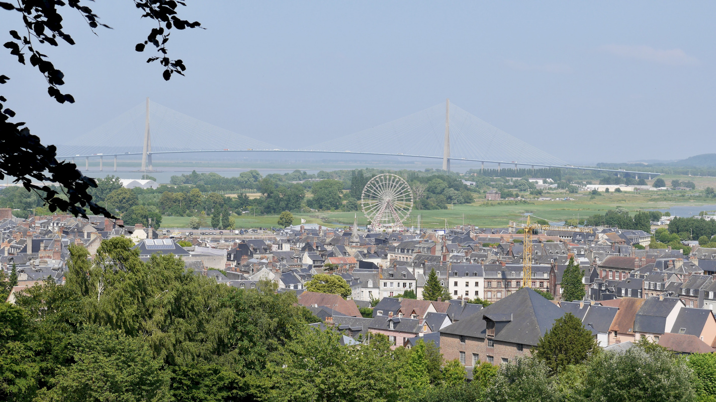 Honfleur and the bridge of Pont de Normandie