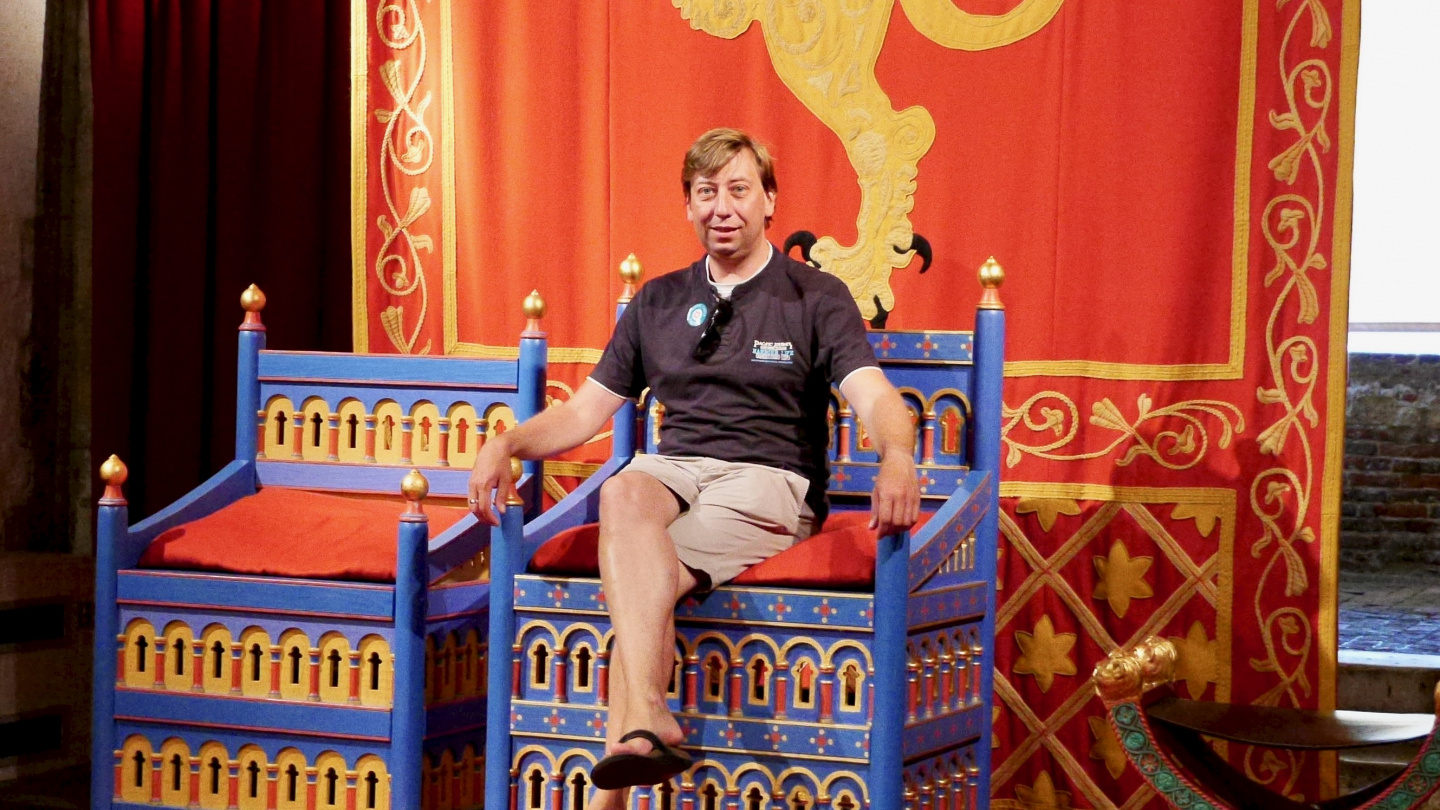 Andrus sitting on the throne of King Henry II