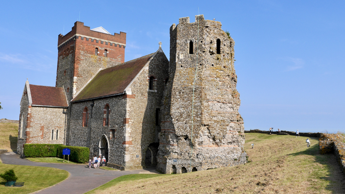St Mary de Castro church and the Roman lighthouse in Dover Castle