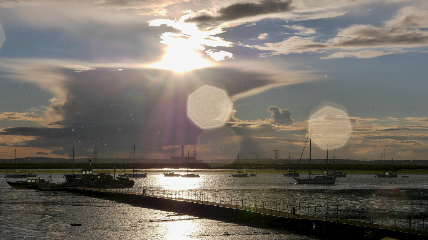 Boats on mooring balls in Queenborough in England