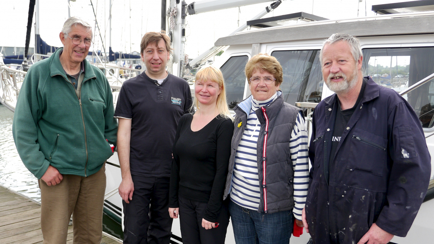 Tony, Andrus, Eve, Brenda and Ivor after refuelling Suwena