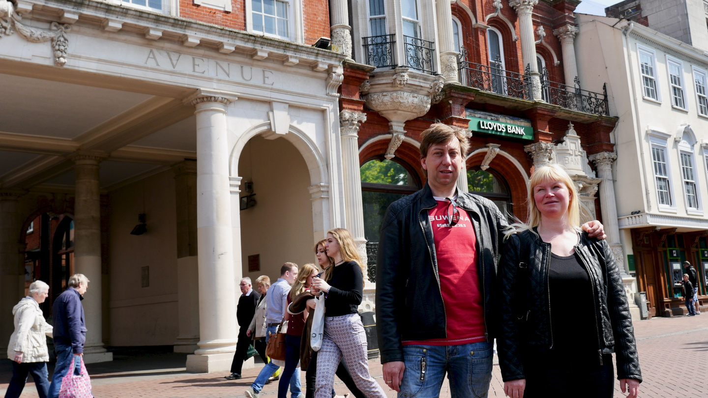 Andrus and Eve on the walking street of Ipswich