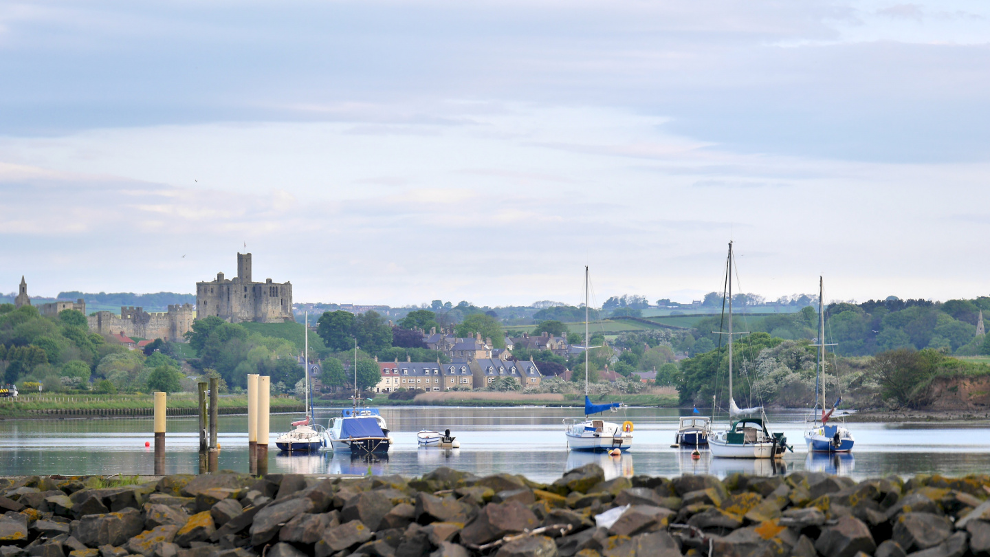 The castle of Warkworth next to Amble