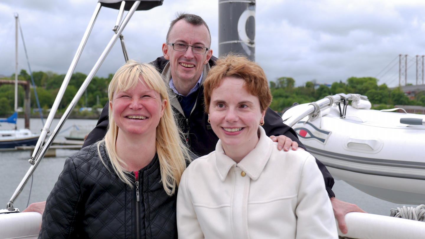 Eve with swimmers Mary Ann Low and Paul Noble