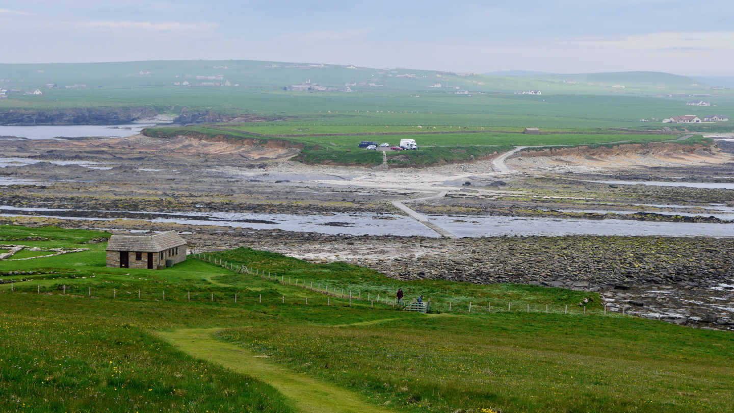 Causeway to island of Birsay during the low water