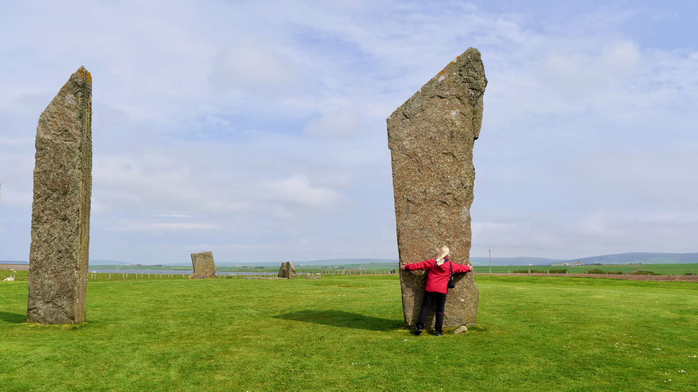 Eve exploring the Standing Stones of Stenness