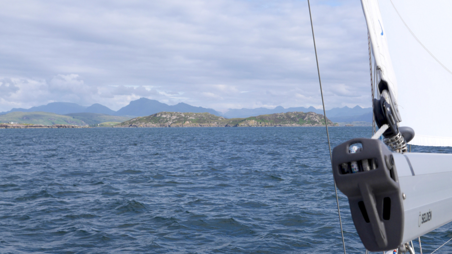 Suwena sailing towards Loch Ewe in Scotland