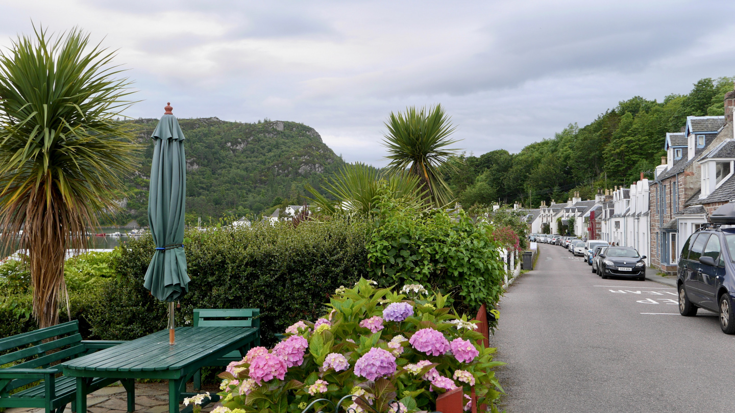 Waterside flower gardens in Plockton in Scotland