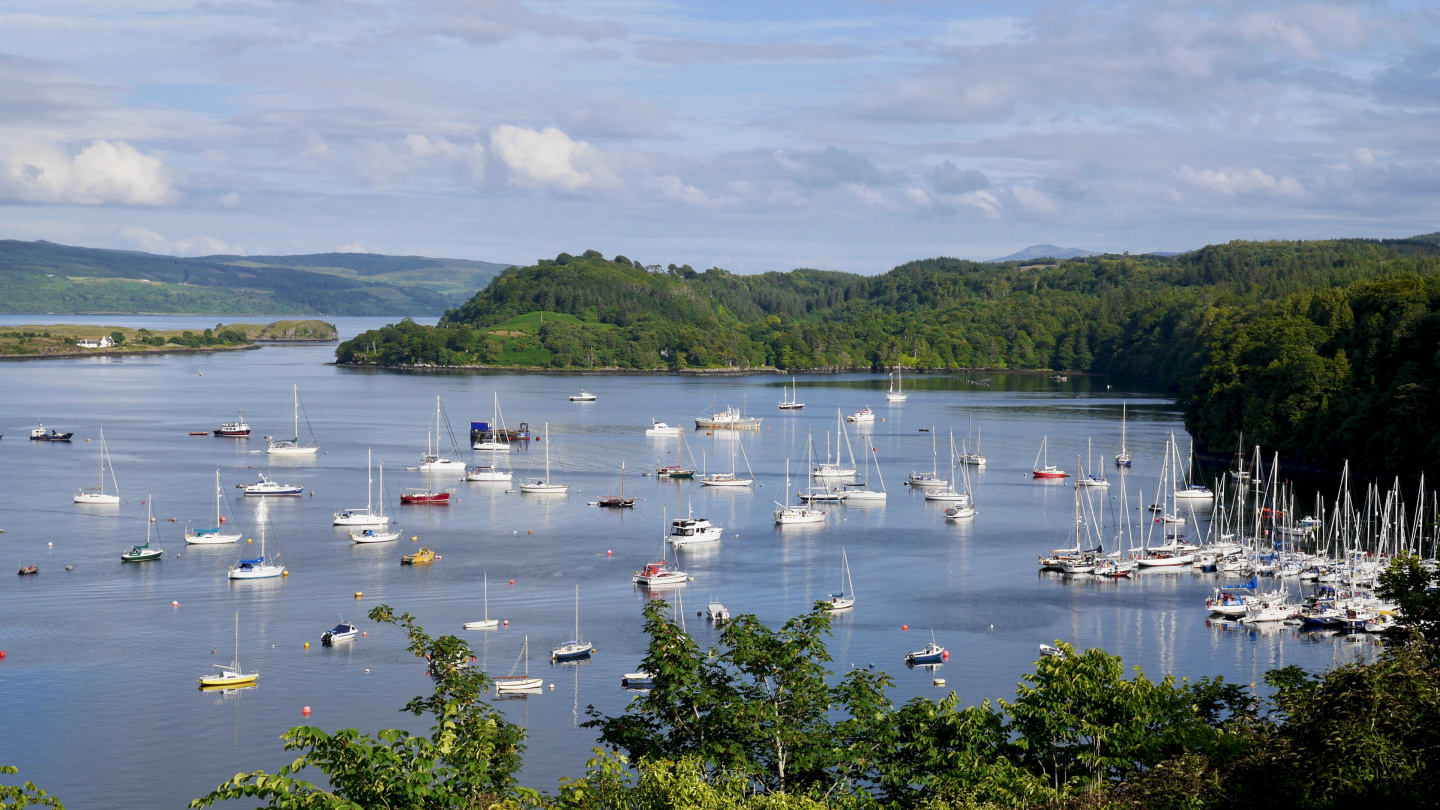 Tobermory anchorage in Scotland