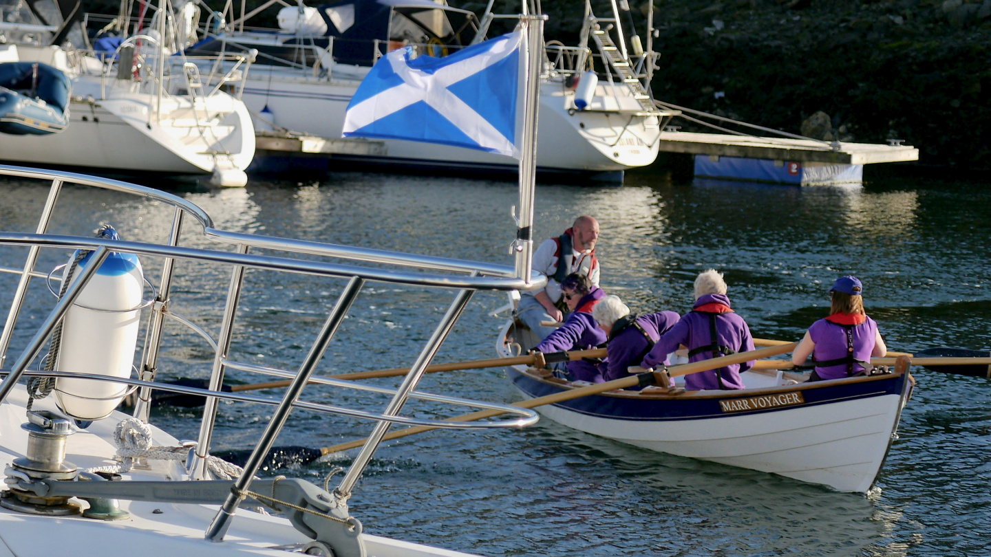 Coastal rowers in Troon marina