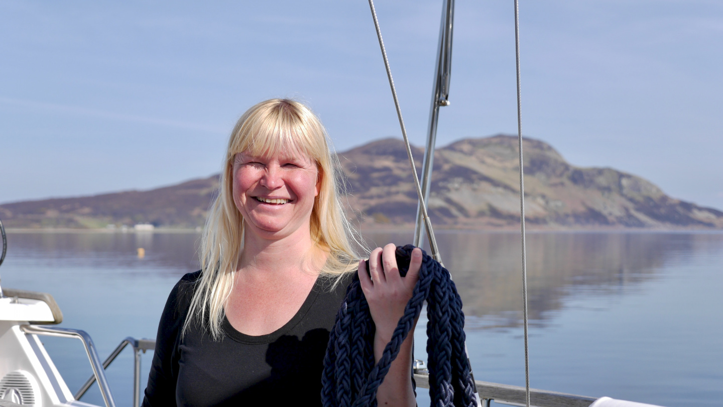 Eve coiling a line at Lamlash Bay