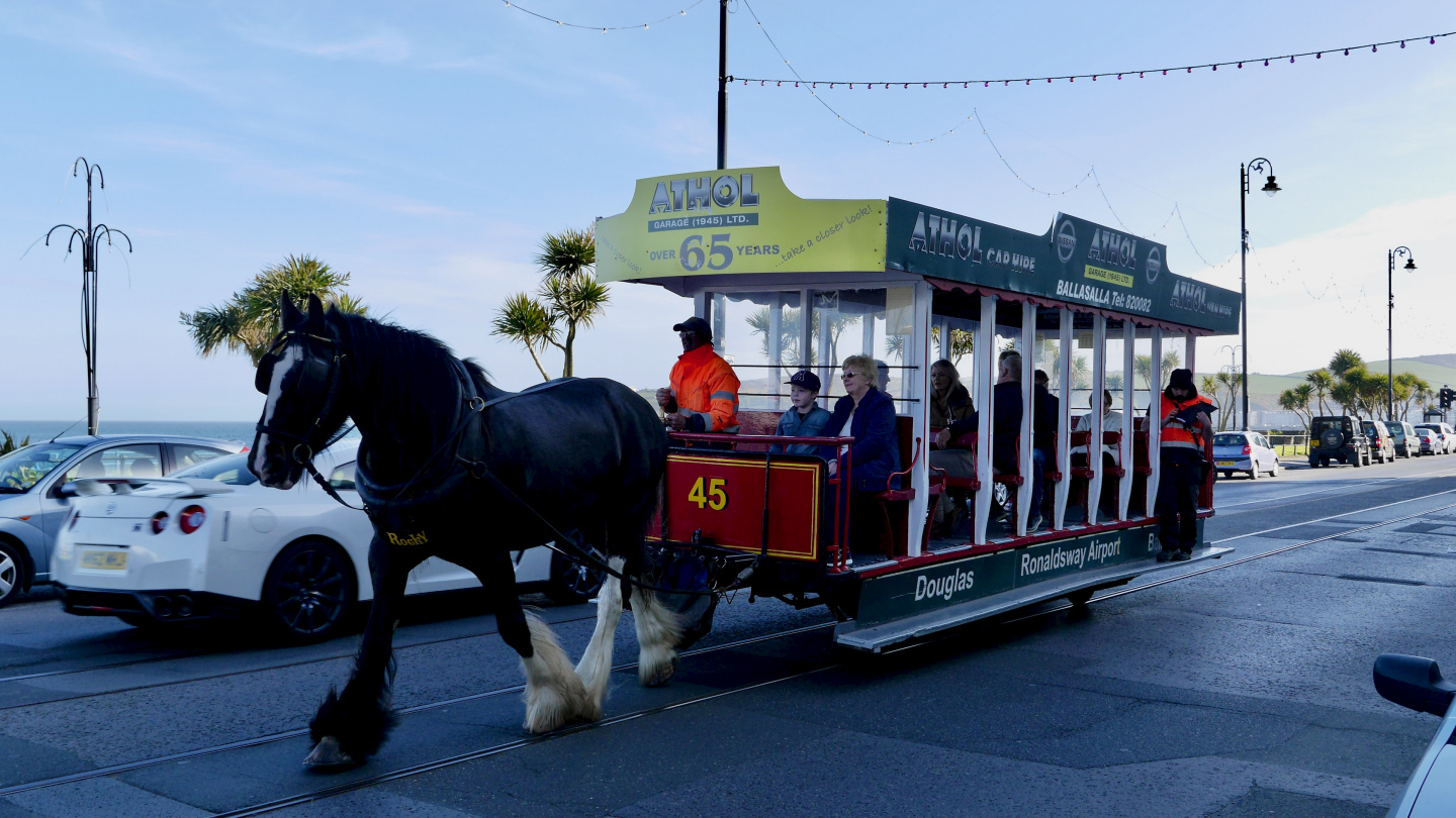 Horse drawn tramcar in Douglas