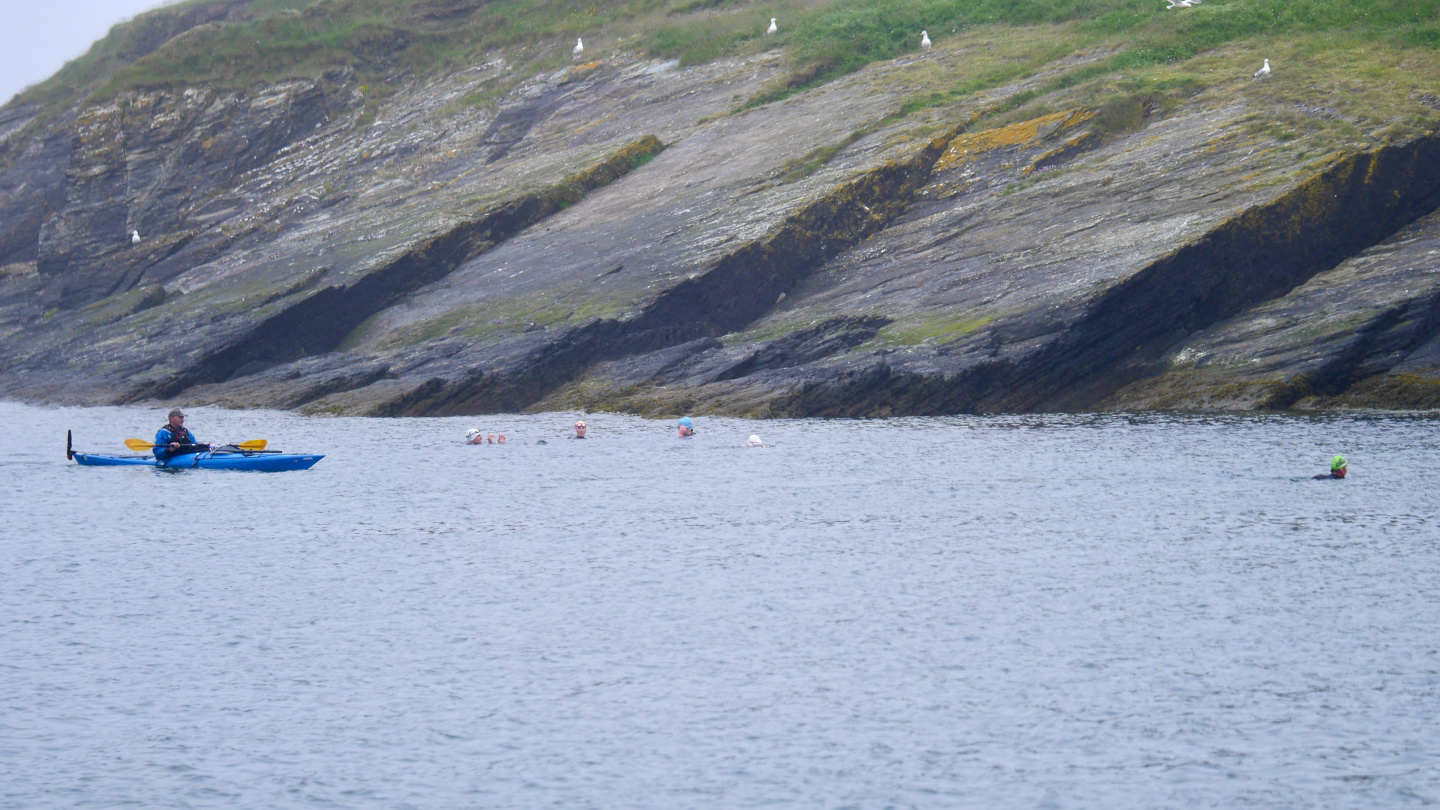 Open water swimmers on Sandycove in Ireland