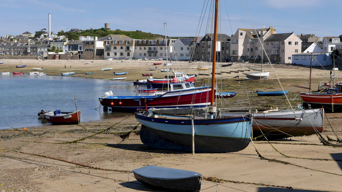 Hugh Town beach at the low water on the Isles of Scilly