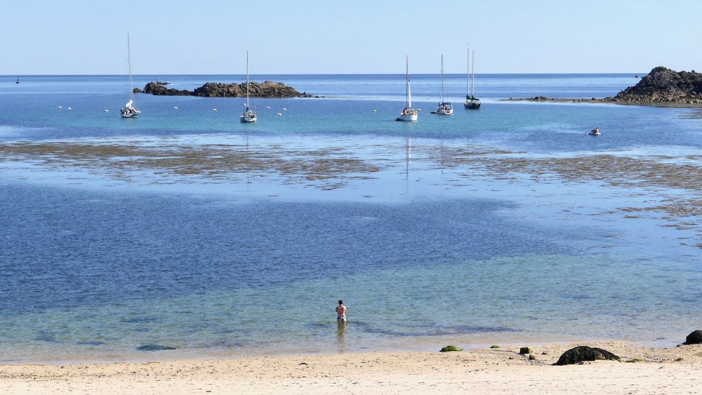 Bay of Portcressa on the southern side of Hugh Town on the Isles of Scilly