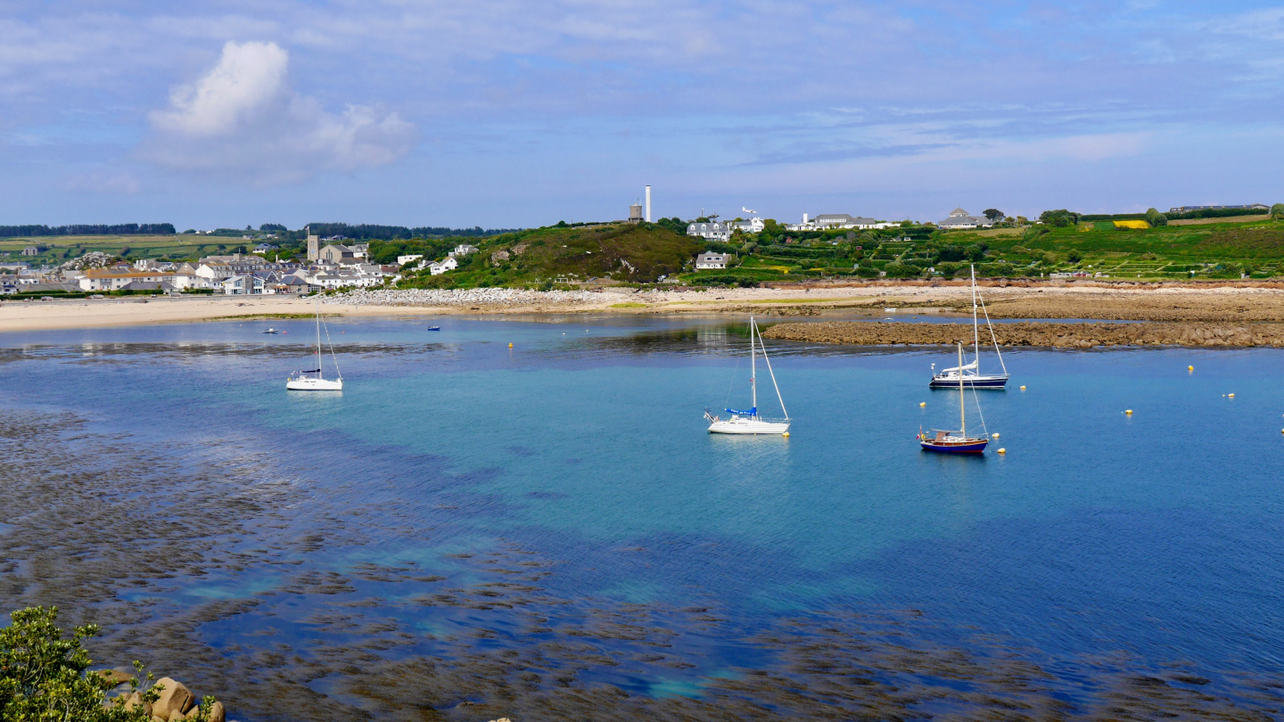 Portcressa anchorage at Hugh Town on the Isles of Scilly