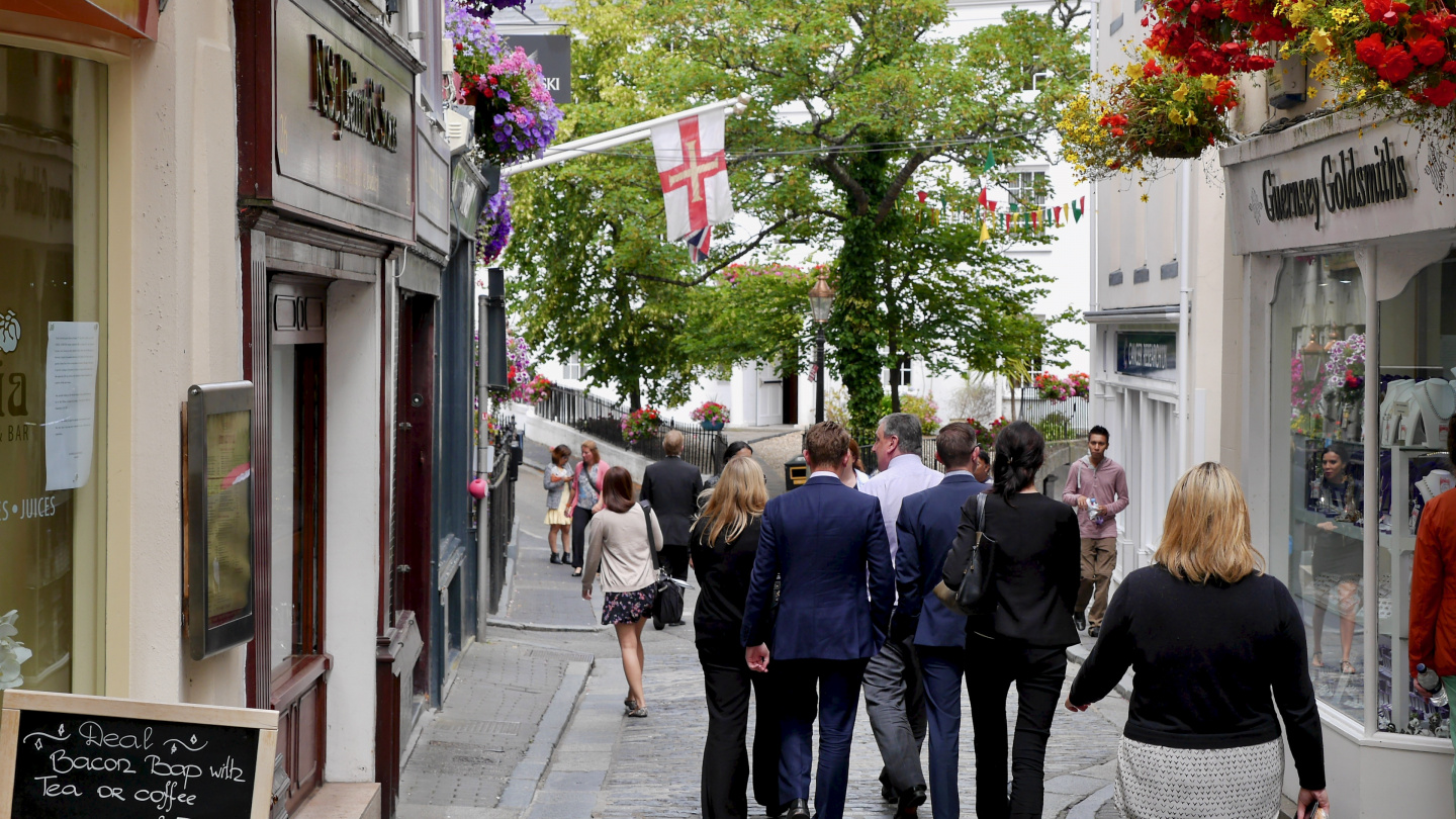 Walking street of St Peter Port in Guernsey