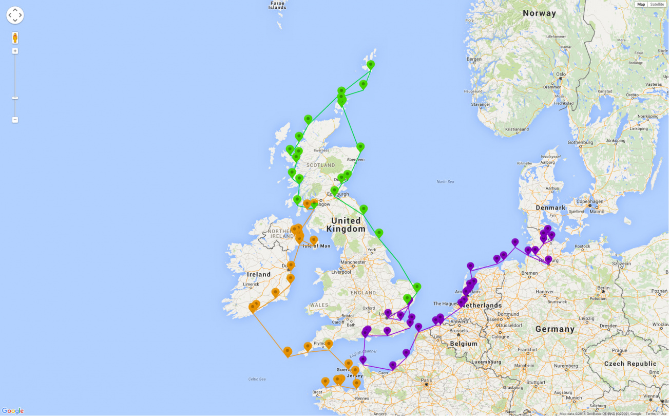 Suwena's sailing route around the UK