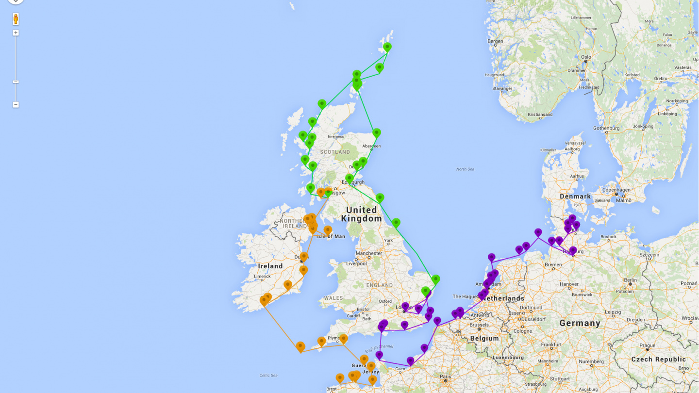 Suwena's sailing route around the UK