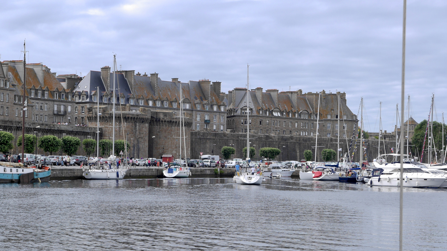 Boats arriving to the Bassin Vauban marina in Saint-Malo