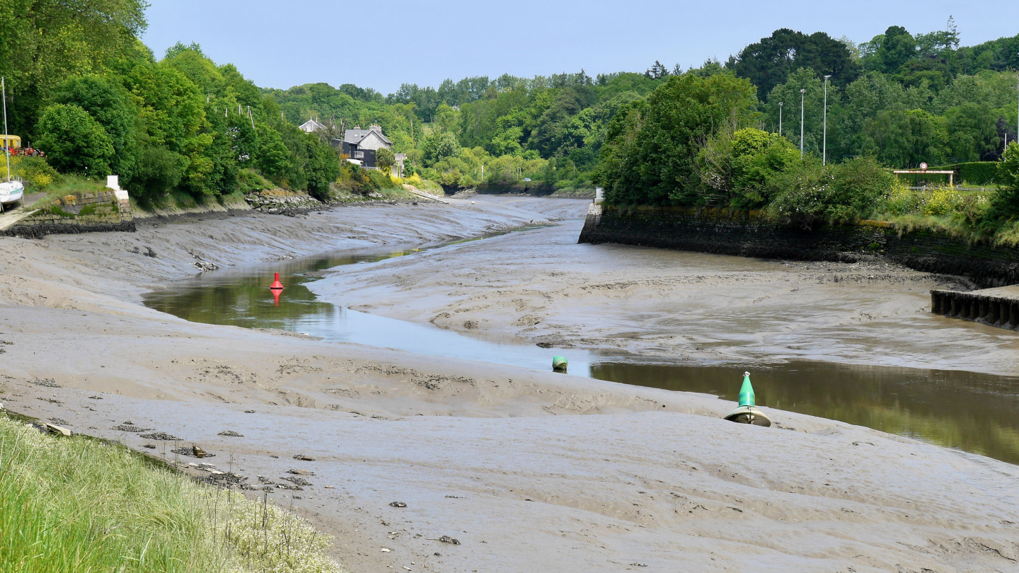 The river Morlaix at low water in Brittany