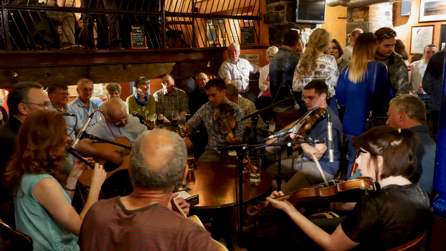 The session in the Cock & Bull pub in St Peter Port, Guernsey